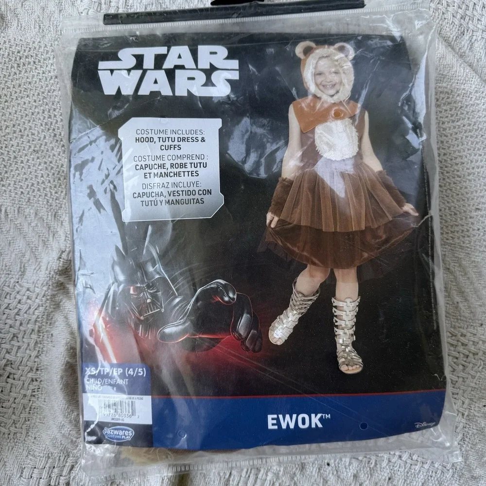 Kids Star Wars Ewok Dress Up Costume By Jazwares Sz 4-5 Pretend Play Halloween